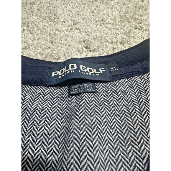 Polo Golf Ralph Lauren Men’s XL Sweater Vest Black White Herringbone V-Neck Logo - Picture 2 of 7